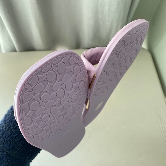 Coach Women's Brooklyn Leather Sandals - Violet Lilac Purple Twist Knot Slide 10 - Picture 9 of 10